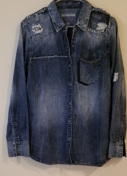 true religion denim shirt womens